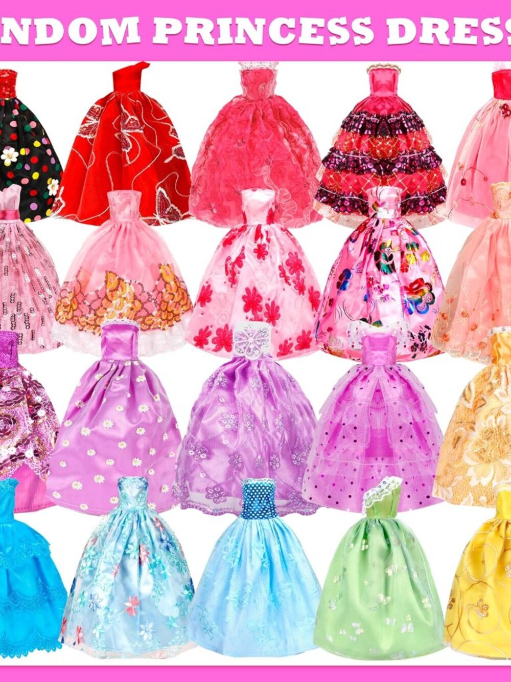 138 Pcs Doll Clothes and Accessories, 5 Wedding Gowns 9 Fashion Dresses 3 Tops 3 - Picture 3 of 6